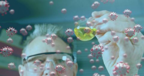 Scientist researching covid-19 treatment with lab sample