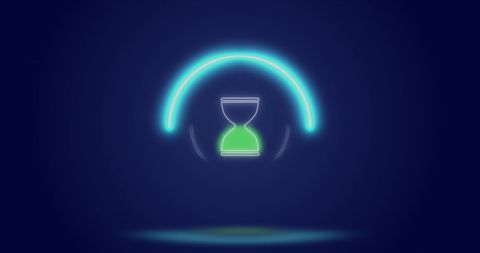 Neon Hourglass and Arc Over Navy Background - Download Free Stock Images Pikwizard.com