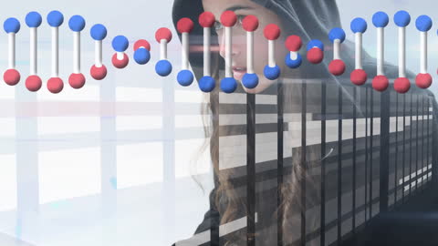 Cybersecurity Concept with DNA Strand Overlay