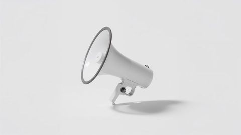 Modern Minimalist Megaphone Floating in Studio Space