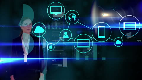 Businesswoman Envisioning Futuristic Digital Interface