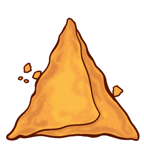 Golden crispy chip on transparent background with crumbs