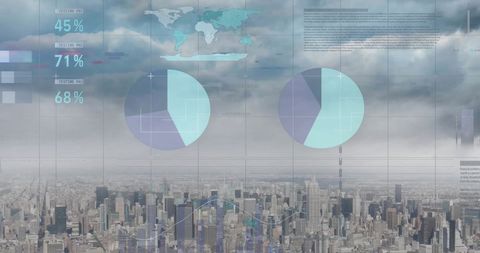 Financial Data Visualization Over Metropolitan Skyline - Download Free Stock Images Pikwizard.com