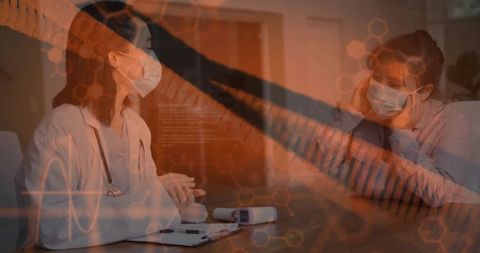 Doctor consults patient with digital health interface