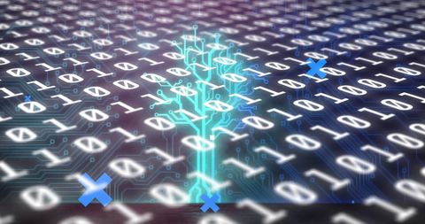 Futuristic Digital Circuitry with Binary Code Overlay - Download Free Stock Images Pikwizard.com