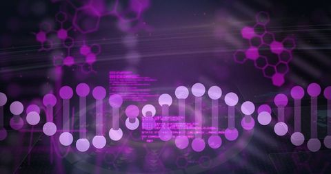 Futuristic Digital DNA Helix in Virtual Technological Space