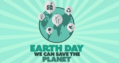 Earth day sustainability awareness design with iconic images