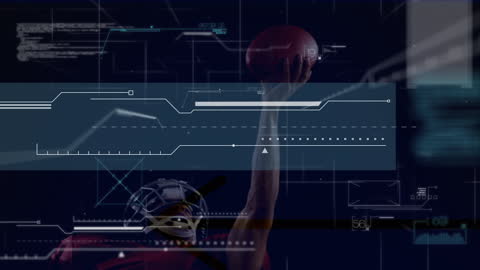 American Football Player Shown with Futuristic Data Overlay