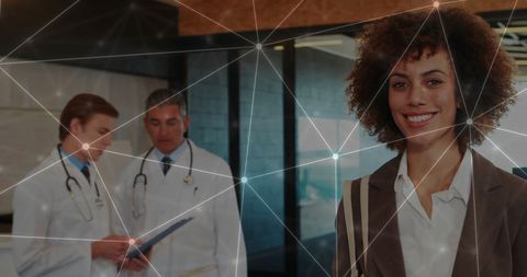 Diverse Medical Professionals Linked by Digital Network