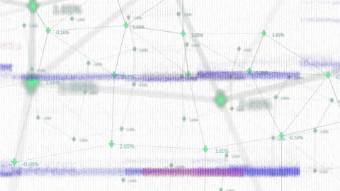 Abstract Digital Network with Glitch Effects and Data Visualization