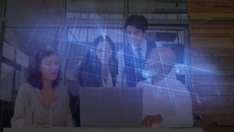 Diverse Team Analyzing Data with Digital Cardiograph Overlay