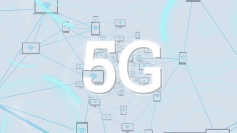 Digital Network Animation with 5G Technology Concept