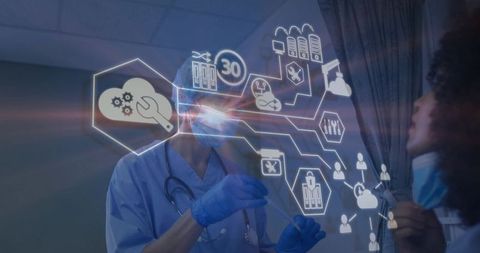 Doctor manipulating ar medical interface for clinical collaboration and patient privacy