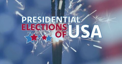 Presidential elections usa sparkler celebration with patriotic stars and bold typography