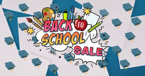 Colorful Back to School Sale with Educational Icons