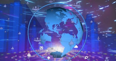 Digital Data Processing on Globe with Futuristic Interface - Download Free Stock Images Pikwizard.com