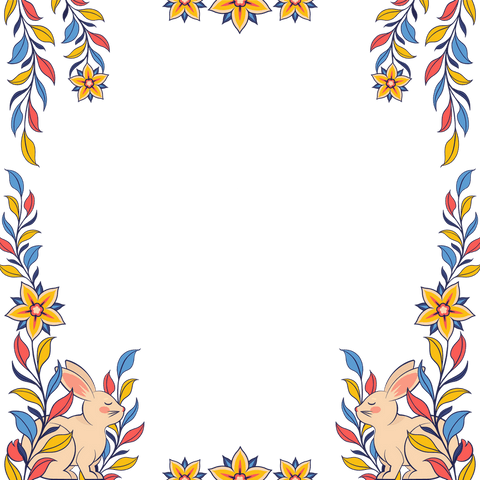 whimsical floral border with rabbits on transparent background - Download Free Stock Videos Pikwizard.com