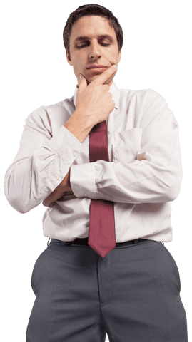 Pensive Businessman with Transparent Background for Creative Design Needs