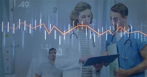 Doctors Analyzing Patient Data in Hospital Ward