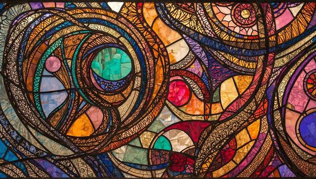 Vibrant Abstract Stained Glass Pattern with Colorful Fragments