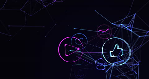 Abstract Networking Concept with Digital Icons and Light Connections