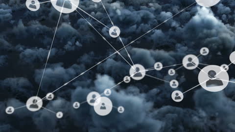 Network Connections Over Cloudy Sky Symbolizing Global Communication