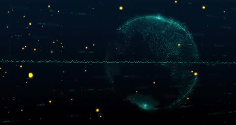 Digital Globe with Dynamic Waveform in Futuristic Data Visualization
