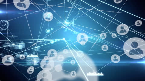 Global Digital Network Connections on Blue Background