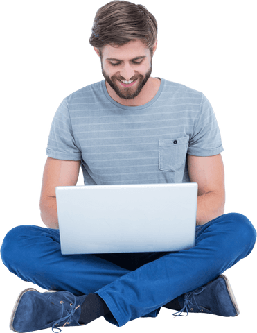 Smiling Young Man Using Laptop Transparent Background - Download Free Stock Videos Pikwizard.com