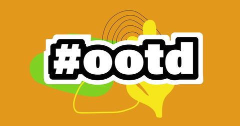 Bold Hashtag OOTD with Vibrant Abstract Design