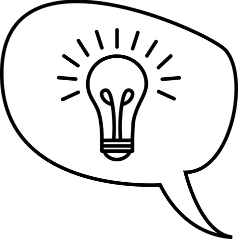 Transparent bulb icon on speech bubble design concept
