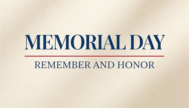 Memorial day remember and honor serif typography warm beige paper red rule minimal tribute