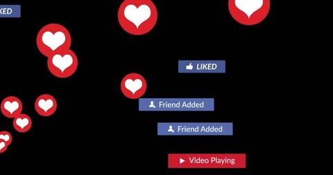 Digital Social Media Engagement Icons Hovering Against Black