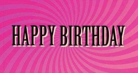 Vibrant Pink Happy Birthday Greeting Card with Swirl Background