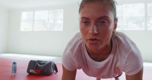 Exhausted Woman in Sportswear During Intense Workout Session - Download Free Stock Images Pikwizard.com