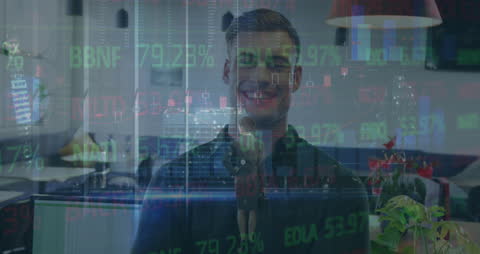 Dynamic Financial Analytics Overlaying Professional in Office