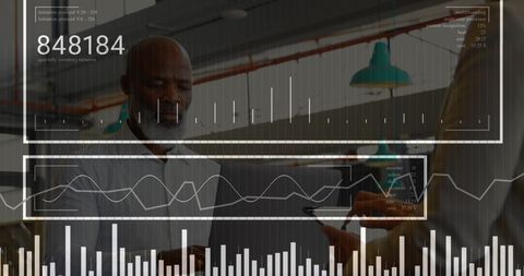 Business Progress Analytics with Digital Interface Overlay