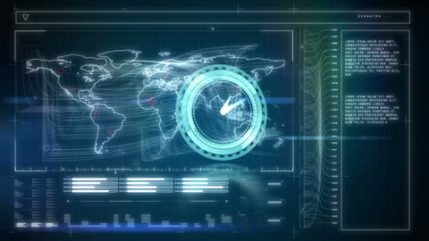 Futuristic Interface with Digital Clock and Data Processing