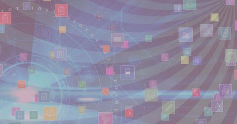Colorful Digital Icons on Abstract Technology Background - Download Free Stock Images Pikwizard.com