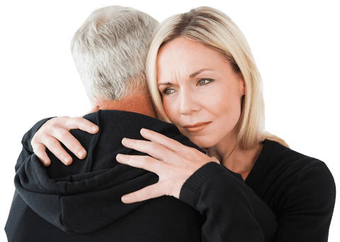 transparent sad woman hugging her partner in emotional embrace - Download Free Stock Videos Pikwizard.com