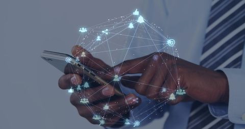 Businessman Using Smartphone with Data Processing Interface - Download Free Stock Images Pikwizard.com