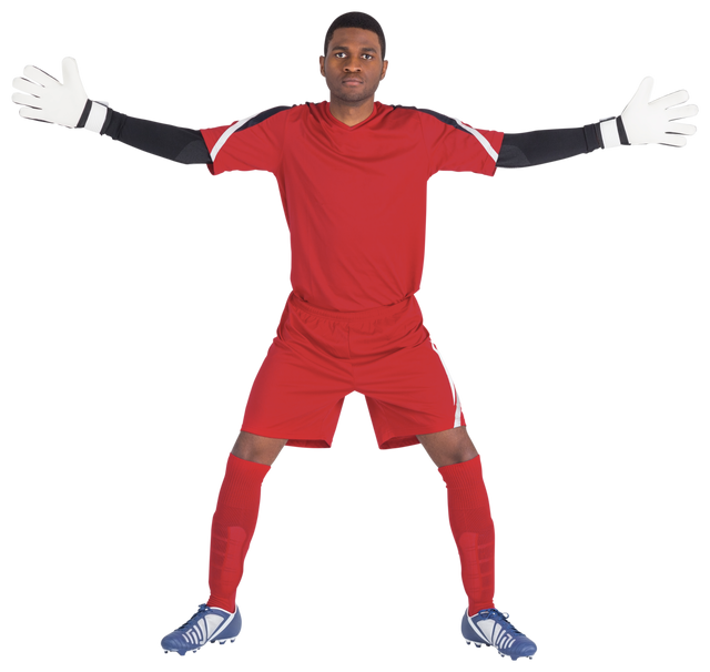 Transparent Background of Soccer Goalkeeper in Red Uniform Ready to Block - Download Free Stock Videos Pikwizard.com