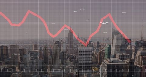 financial crisis concept with falling graph over city skyline - Download Free Stock Images Pikwizard.com