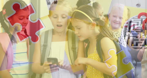 Children Engaging with Smartphone - Celebrating Autism Awareness with Burst of Colors