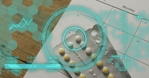 Digital Interface on Birth Control Pills and Calendar