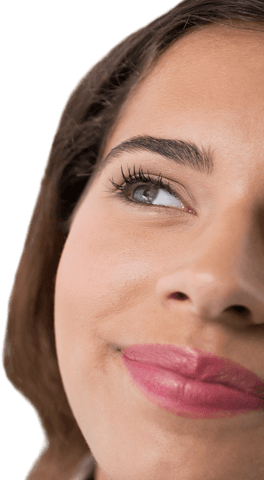 Happy Caucasian Woman's Face Close-Up on Transparent Background