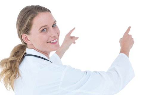 Happy Female Doctor Pointing on Transparent Background - Download Free Stock Videos Pikwizard.com