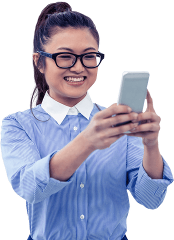 transparent asian businesswoman smiling with smartphone online - Download Free Stock Videos Pikwizard.com