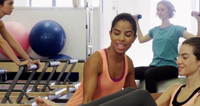 Personal Trainer Coaching Client During Pilates Exercise - Download Free Stock Images Pikwizard.com