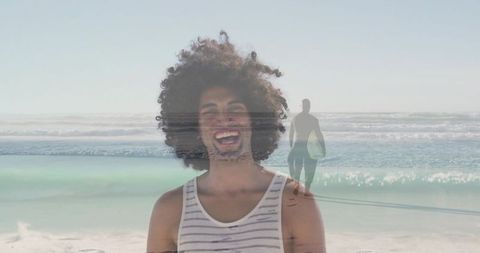 Joyful Beach Day with Surfing and Relaxation Imagery